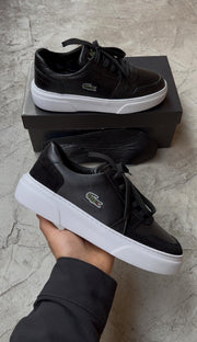 lacoste deri siyah beyaz süet 2 -1022