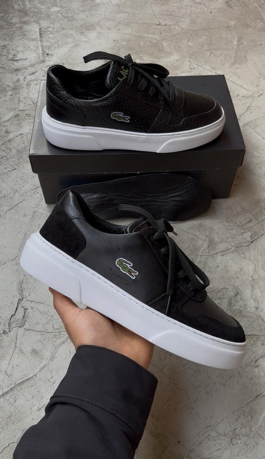 lacoste deri siyah beyaz süet 2 -1022