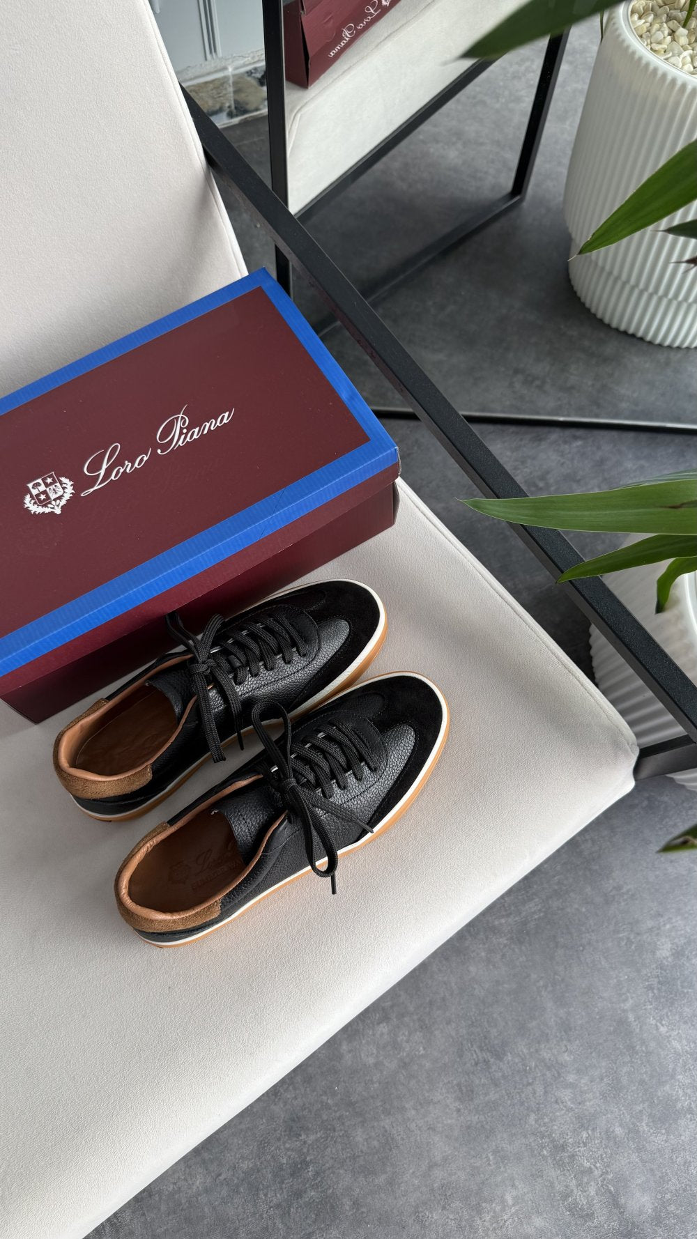 Loro piano Sneaker CİLTSÜET SİYAH bağcıklı