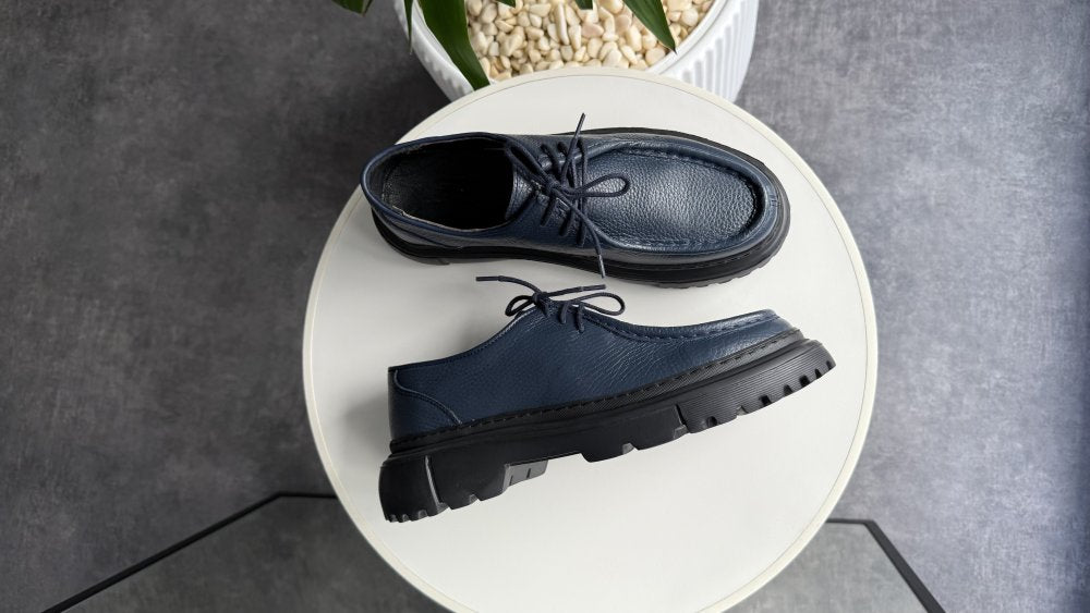 Zeyka model Deri Lacivert Siyah Taban 1044